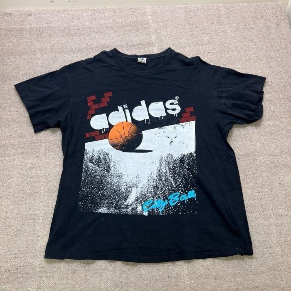 Vintage Adidas Shirt Mens XL Black 1980s Basketball